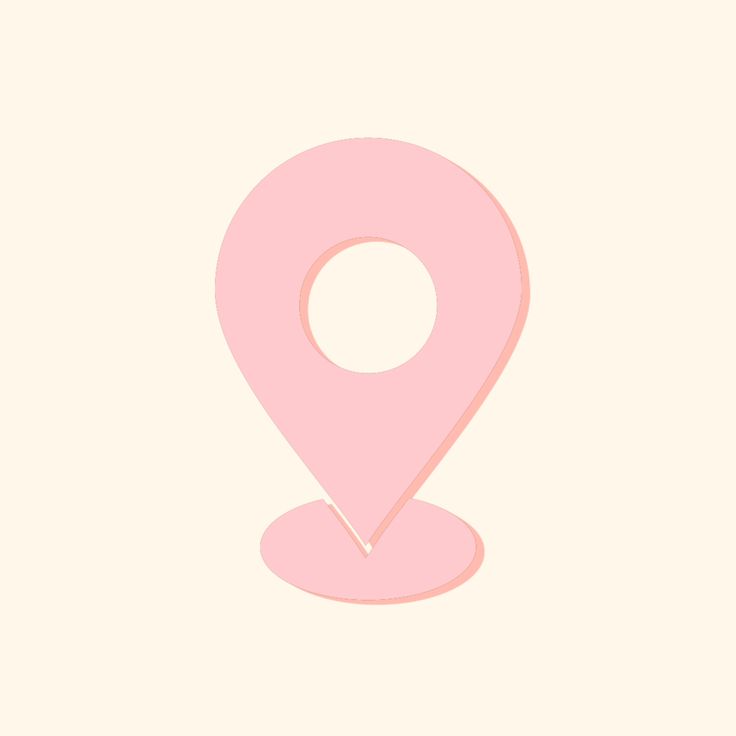 a pink pin is shown in the shape of a map pointer on a white background