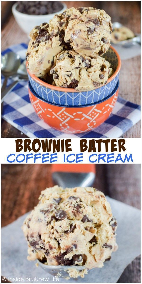 two bowls filled with ice cream and chocolate chip cookie cookies on top of each other