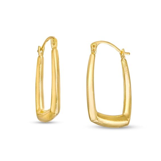 A classic design gets a modern update in these rectangular hoop earrings - a simple yet stylish look you'll enjoy wearing. Created in 14K gold Each earring showcases a rectangle-shaped tubular hoop. These earrings secure with latch backs. Modern Gold Rectangular Hoop Earrings, Rectangular 14k Yellow Gold Hoop Earrings, 14k Yellow Gold Rectangular Hoop Earrings, Modern Square Yellow Gold Hoop Earrings, Modern Square Hoop Earrings Tarnish Resistant, Minimalist 14k Gold Rectangular Hoop Earrings, Modern Square Tarnish-resistant Hoop Earrings, Rectangular Gold Hoop Earrings For Formal Occasions, Yellow Gold Oblong Hoop Earrings For Everyday