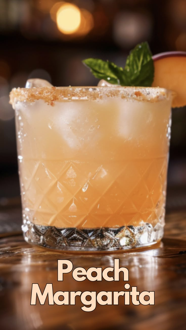 the peach margarita is ready to be served