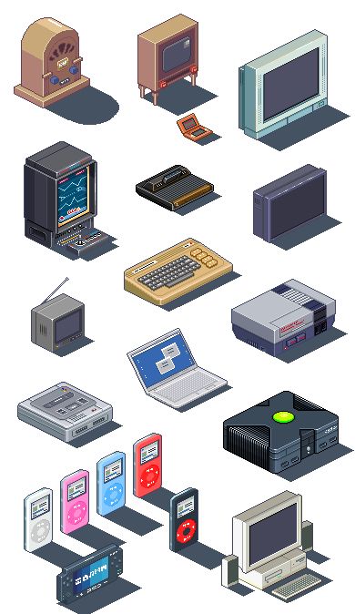 a bunch of different types of electronic devices and equipment that are in the shape of an icon