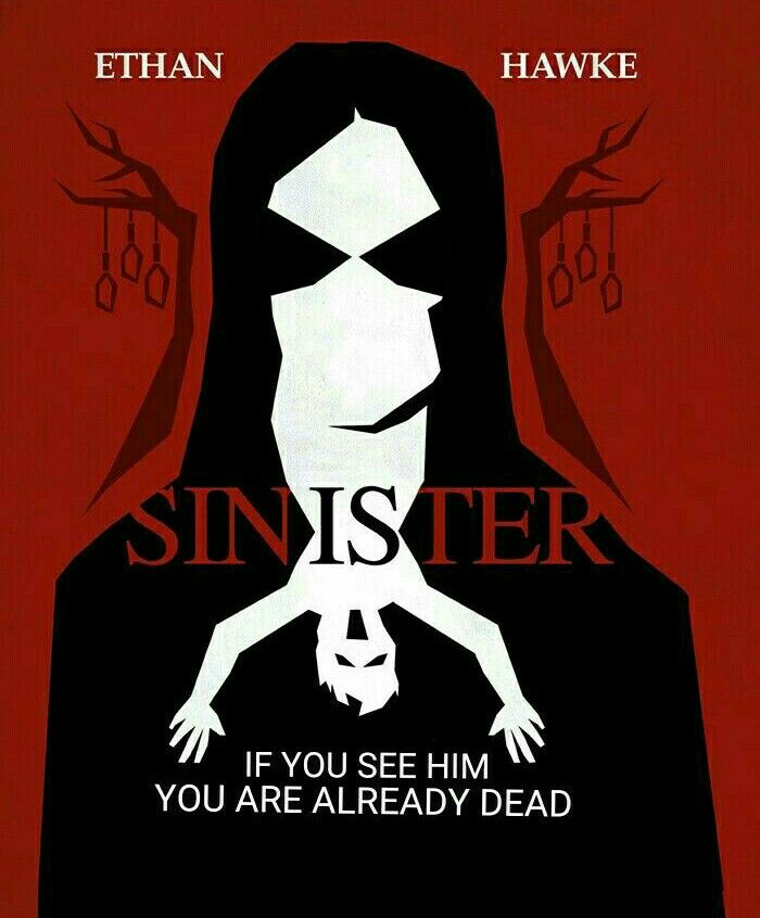 a movie poster for the film sinisterer with an image of a man in black