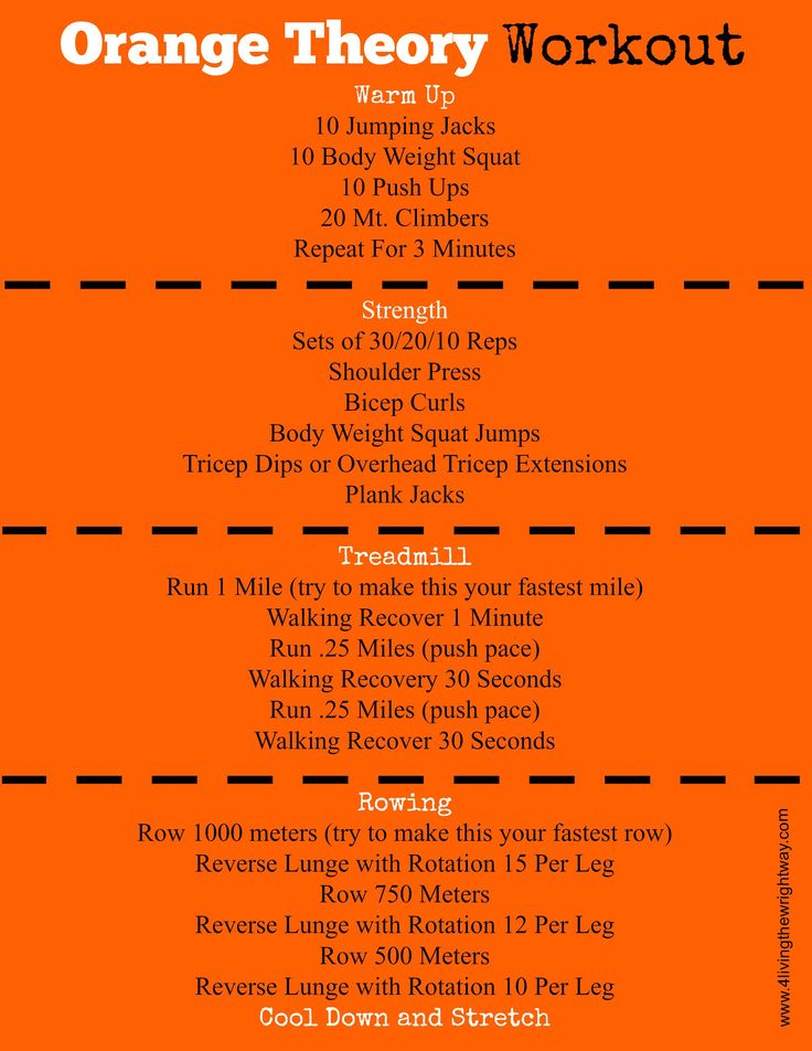 an orange poster with the words orange theory workout