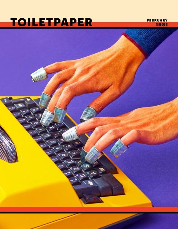 a person typing on a yellow laptop with matching manicures and nail polishes