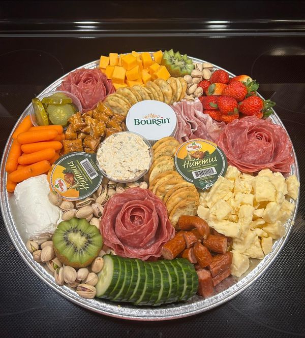 a platter filled with different types of food