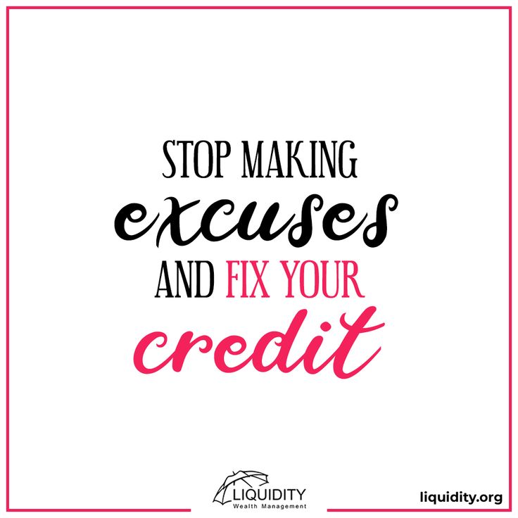 the words stop making excess and fix your credit on a white background with pink lettering