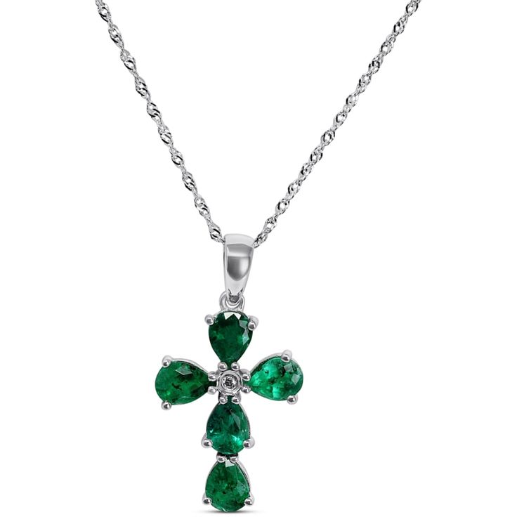 in stock Elegant Green Cross Pendant Necklace, Fine Jewelry Cross Pendant Necklace With Gemstone, Fine Jewelry Gemstone Cross Pendant Necklace, Elegant May Birthstone Cross Pendant Jewelry, Macy's Sterling Silver Pendant Necklace, Macy's Classic Gemstone Necklace, Formal Cross Pendant Gemstone Necklace, Formal Gemstone Cross Necklace, Macys Jewelry