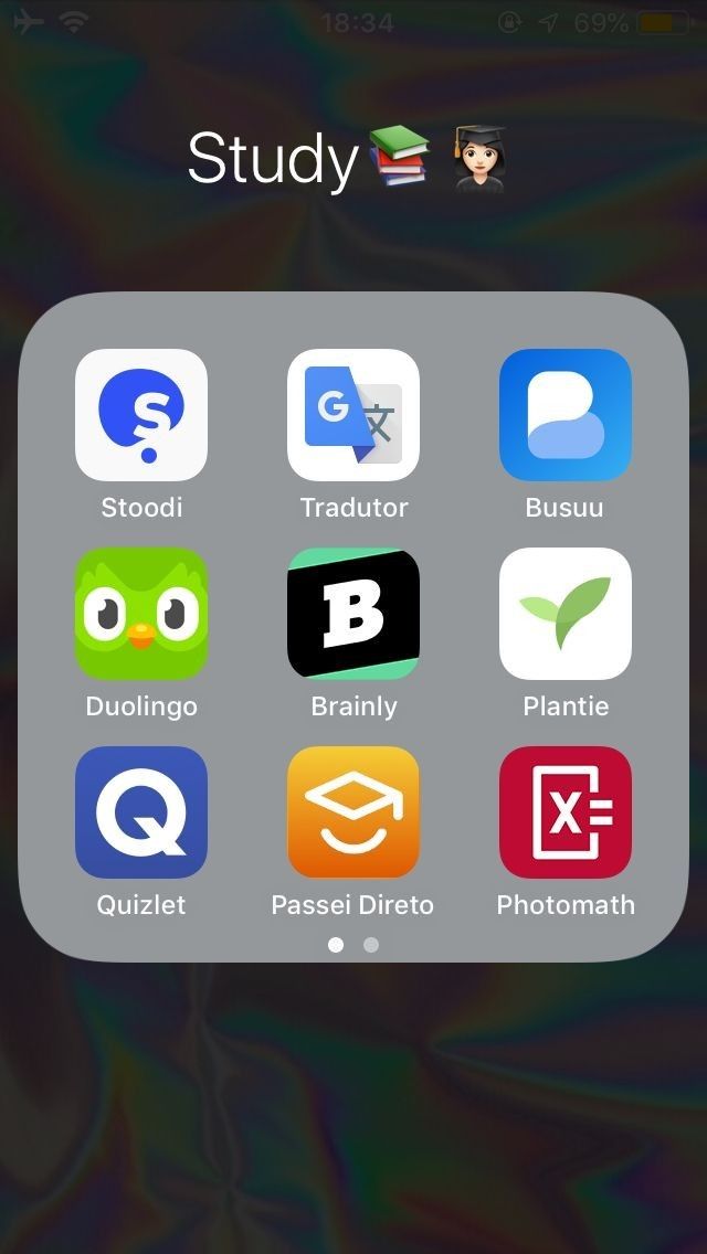 an iphone screen with the text study on it and several different icons in front of it