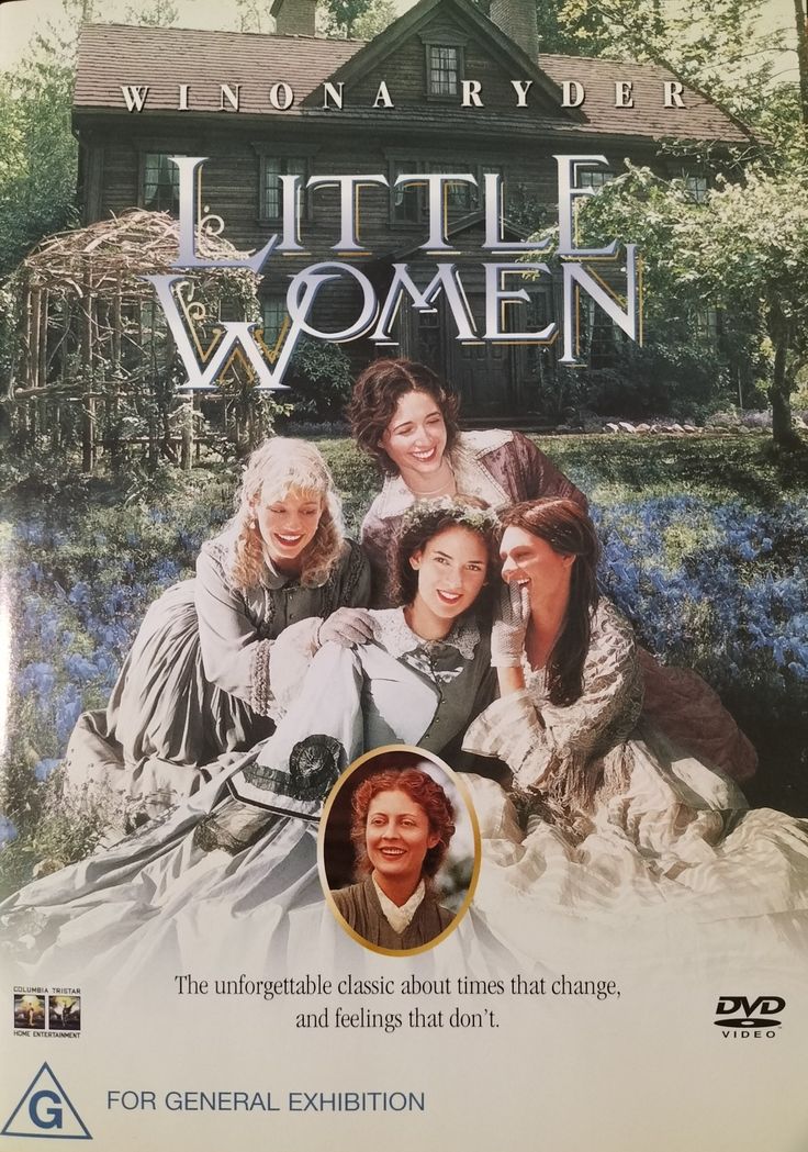 the dvd cover for little women is shown in front of a house and bluebells