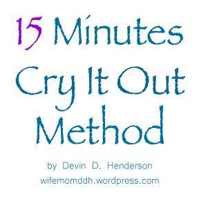 the cover of 15 minutes cry it out method, which is written in blue and pink