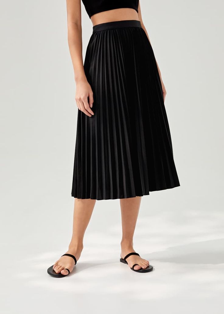 Elinie Pleated Midi Skirt | Love, Bonito US Chic A-line Pleated Skirt, Chic A-line Mini Skirt With Pleated Hem, Summer Night Out Skirt With Accordion Pleats, Summer Accordion Pleats Skirt For Night Out, Chic Pleated Hem Skirt For Day Out, Elegant Day Out Skirt With Pleated Waist, Flared Lined Skirt For Date Night, Chic Skirt With Pleated Waist For Day Out, Chic Lined Pleated Skirt For Date Night