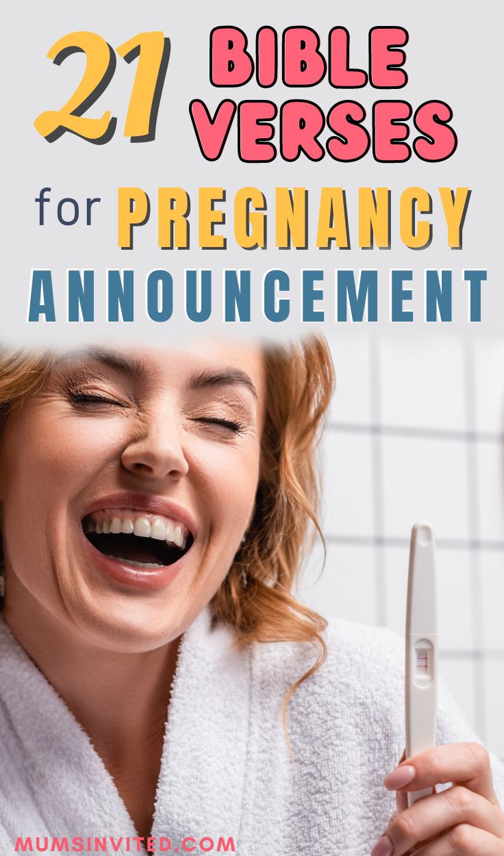 a woman is laughing and holding a toothbrush in her hand with the words 21 bible verses for pregancy announcement