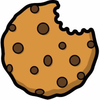 a cookie with chocolate chips on it is shown in this cartoon style drawing, which appears to be half eaten