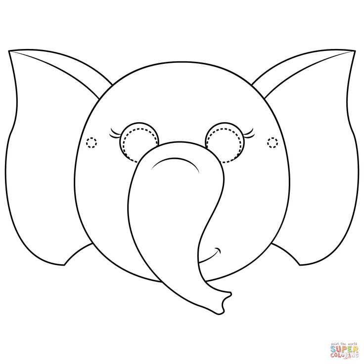 an elephant's head with eyes and ears drawn in black on a white background