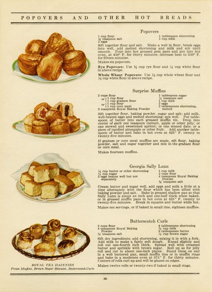 an old recipe book shows different types of breads and pastries on plates, including croissants