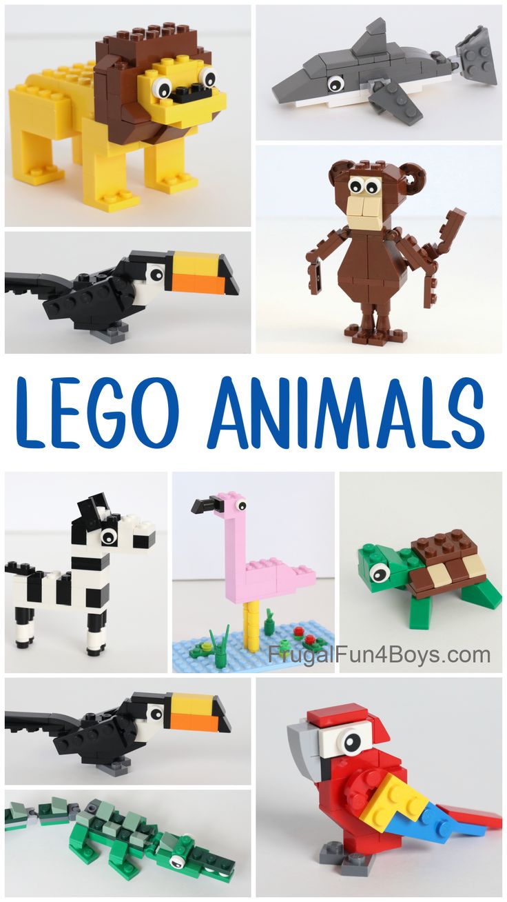 the lego animals are all made out of legos