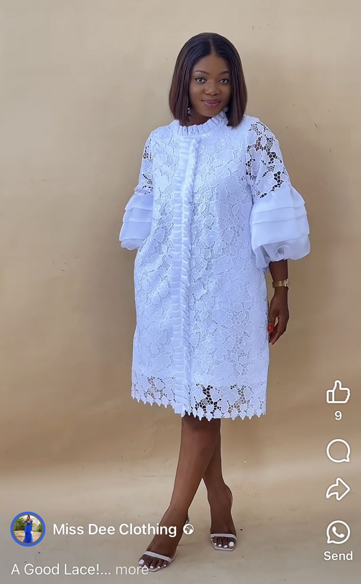 Style For Cord Lace, Latest Cord Lace Styles, Short Gown Style, Afro Wedding, Materials Gown Style, Boubou Styles, Mom Dresses, White Lace Dress Short, Boubou Styles For Women