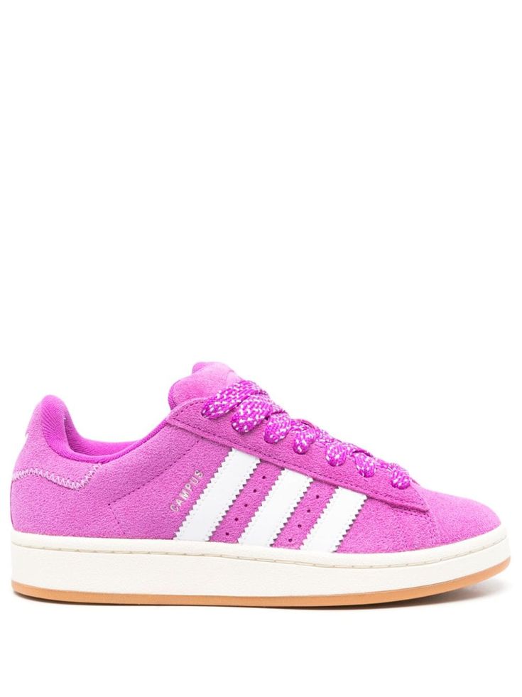 purple suede round toe logo-embossed tongue signature 3-Stripes logo branded heel counter branded insole rubber sole front lace-up fastening Sneakers Purple, Dream Items, Adidas Campus 00s, Adidas Shoes Women, Adidas Campus, Purple Suede, Iconic Bags, Shoes Sneakers Adidas, Summer Beach Wear