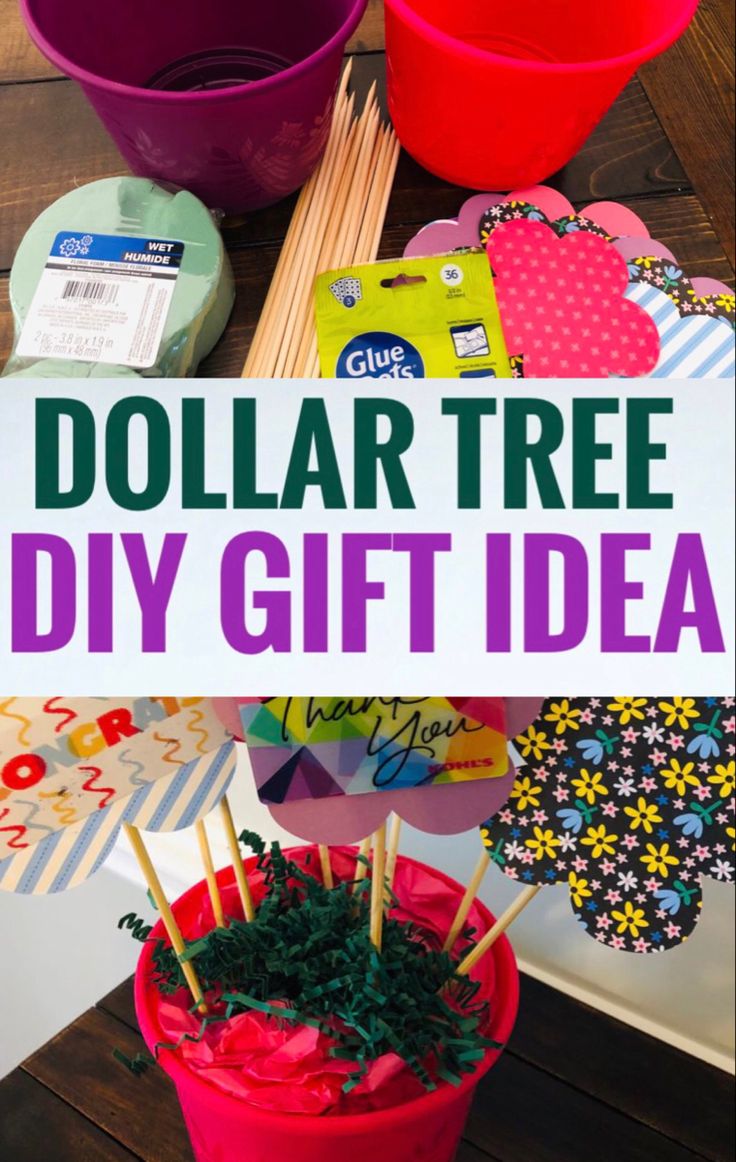 dollar tree diy gift idea with pops sticks and flowers in the center, on a table