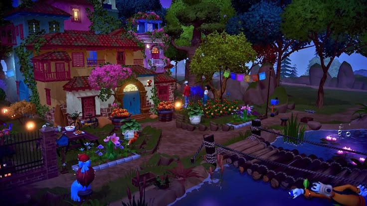 Mirabel Dreamlight Valley, Disney Dreamlight Valley Mirabel, Mirabel House Dreamlight Valley, Encanto Dreamlight Valley, Dream Light Valley Layout Ideas, Disney Dreamlight Valley Mirabel House, Dreamlight Valley Neighborhood Ideas, Merlin House Dreamlight Valley, Dreamlight Valley Mirabel House