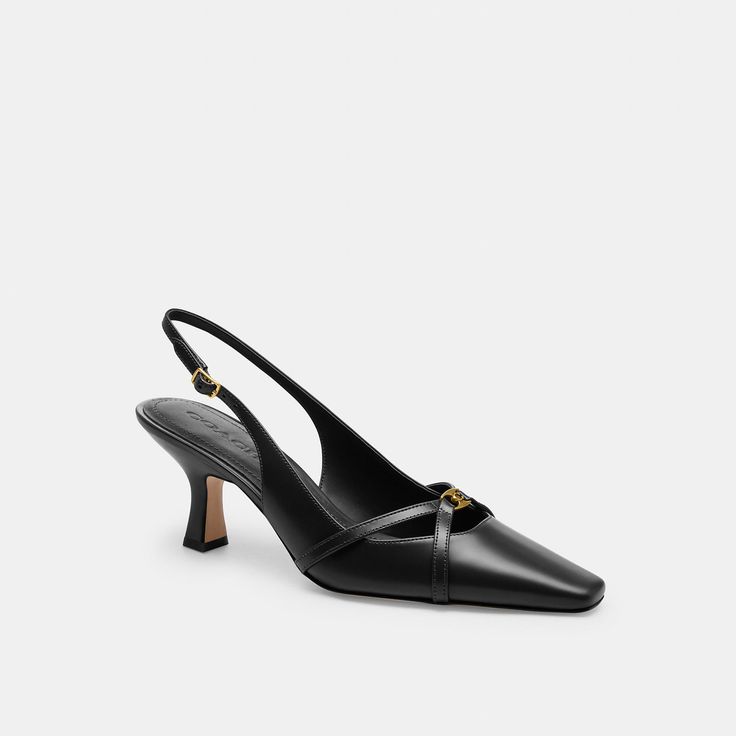 Detailed with our polished Heritage C Plaque the Rowyn slingback is a classic kitten heel silhouette for workdays and weekends. Crafted of smooth leather it’s finished with a comfortable padded footbed. | Coach Rowyn Slingback - Women's Size 9.5 - Black Large Wallet, Kitten Heel, New Handbags, Belt Bag, Smooth Leather, Shoes Women Heels, Kitten Heels, Shoes Heels, Ruby