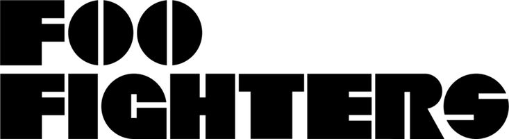 the foo fighters logo is shown in black and white