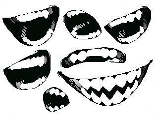 an image of scary teeth drawn in black and white