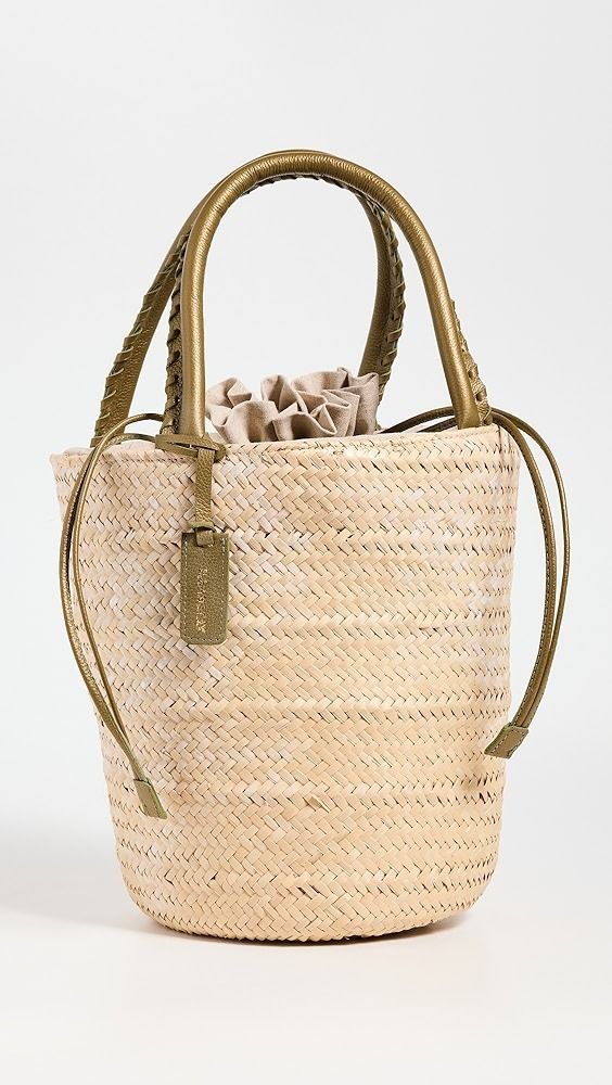 Nannacay Gracie Bag | Shopbop Luxury Shoulder Bag With Braided Handles For Spring, Luxury Straw Bag With Leather Handles For Daily Use, Luxury Beige Woven Leather Bucket Bag, Luxury Leather Basket Bucket Bag, Luxury Beige Straw Bag For Spring, Elegant Bucket Straw Bag With Leather Handles, Elegant Straw Bucket Bag With Leather Handles, Leather Bucket Bag With Bamboo Handle In Natural Color, Natural Leather Bucket Bag With Bamboo Handle