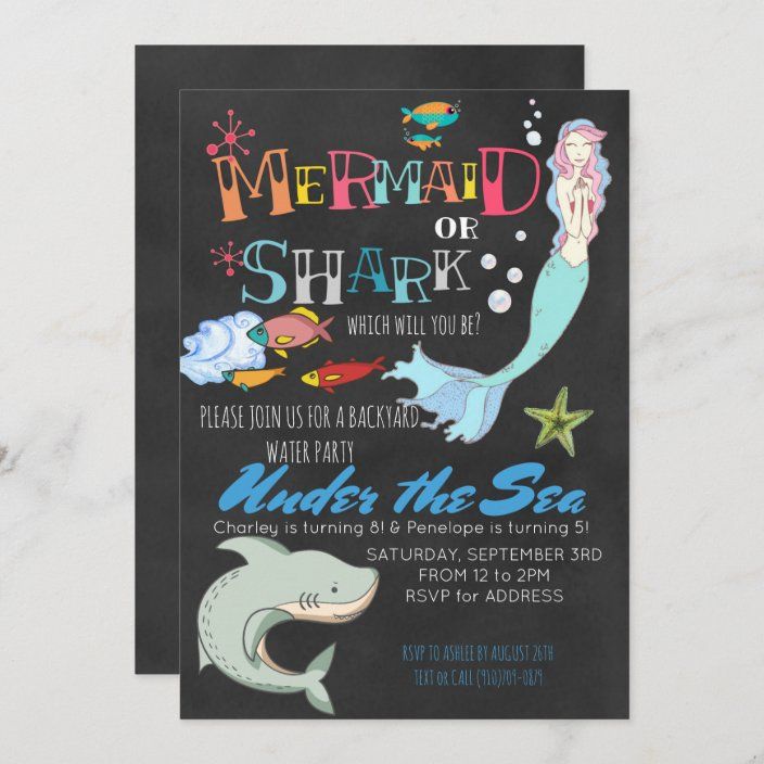 a mermaid birthday party with an under the sea theme on it's black background