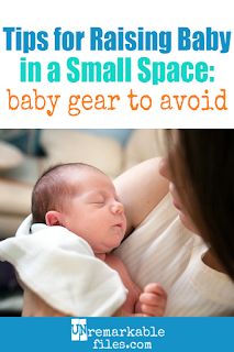 a woman holding a baby in her arms with the words tips for raising baby in a small space