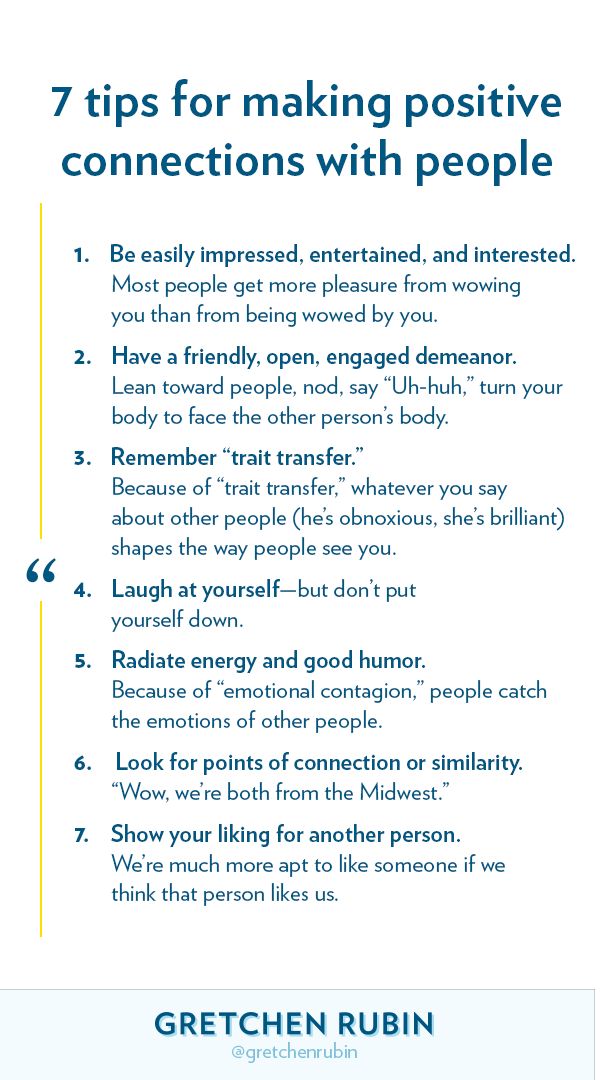 the 7 tips for making positive connections with people in blue and yellow text on white background