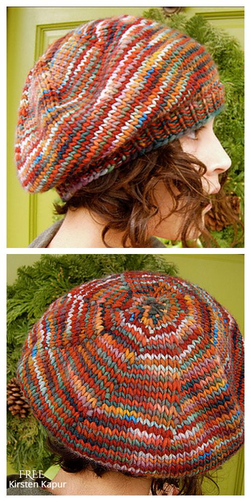 two pictures of a woman wearing a knitted hat