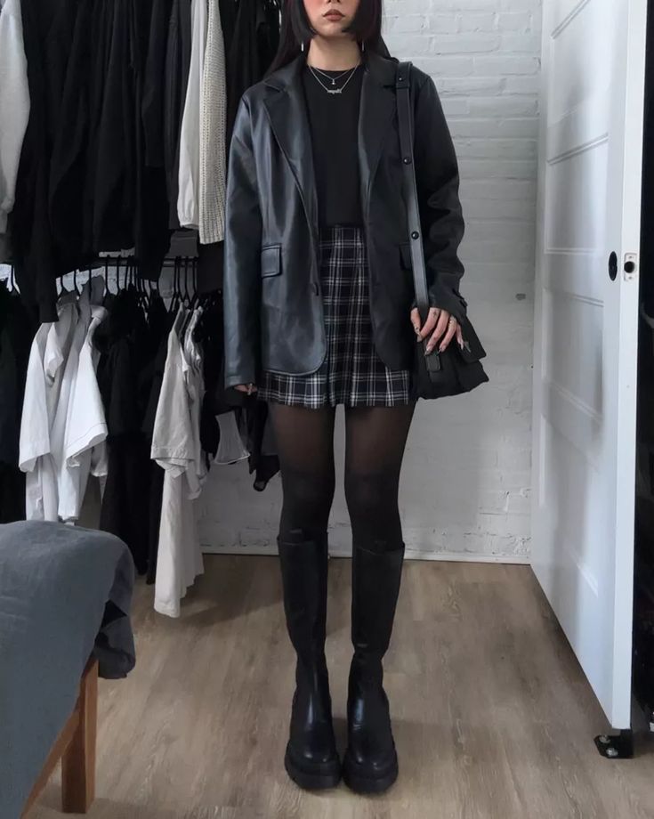 megmurayama on LTK Velvet Skater Skirt Outfit, Grunge Style 2023, Interesting All Black Outfits, All Black Outfit For Salon, Prep Grunge Outfits, Alt First Date Outfit, Indie Film Aesthetic Outfits, Comfy Goth Outfits Grunge, Nice Black Outfits