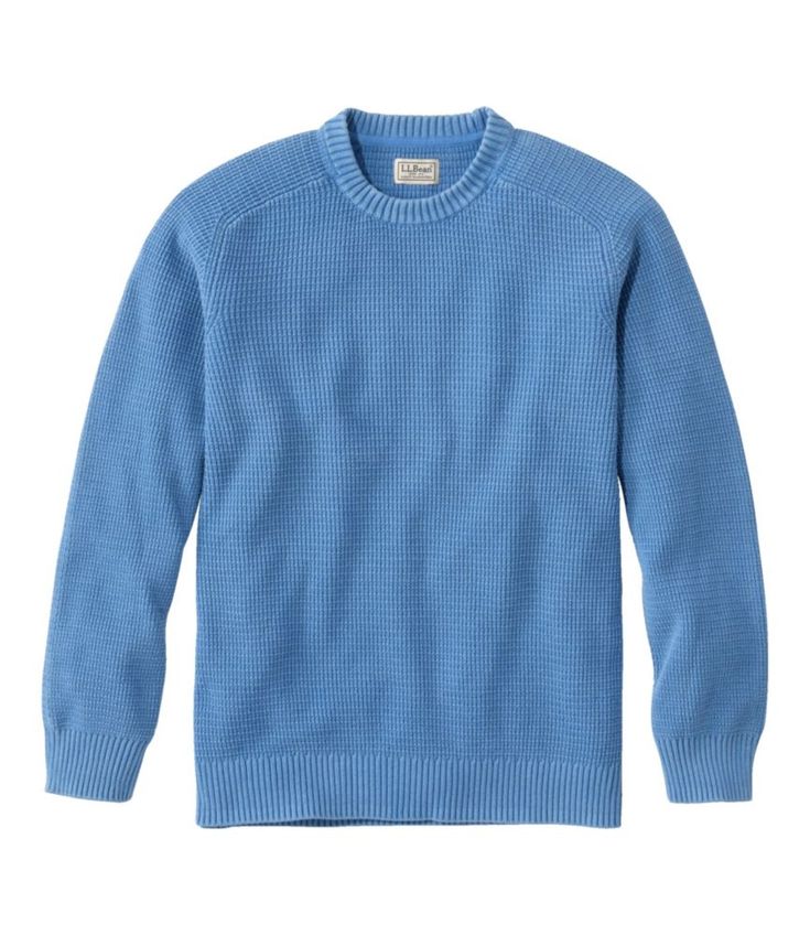 Our comfortable, all-season crewneck sweater features great texture—and a great price. Washed down for a weathered look and relaxed feel. Traditional Fit: Relaxed through the chest, sleeve and waist. 100% cotton. Garment-dyed yarns with special acid wash finish. Machine wash, dry flat. Versatile crewneck styling. Knit in a thermal stitch for handsome texture. Saddle sleeves for ease of movement. Ribbed trim. Imported. | Men's Textured Washed Cotton Sweaters, Crewneck Casual Crew Neck Tops For Cold Weather, Outdoor Cotton Crew Neck Sweater, Relaxed Fit Crew Sweater For Outdoors, Outdoor Crew Neck Cotton Sweater, Cotton Crew Neck Sweater For Outdoor, Cotton Crew Sweater For Outdoor, Cotton Crew Neck Top For Cold Weather, Casual Sweater With Ribbed Collar For Outdoor, Outdoor Cotton Crew Sweater