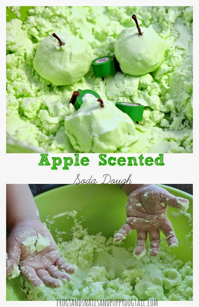 an apple themed play dough recipe for toddlers to make with their hands and fingers