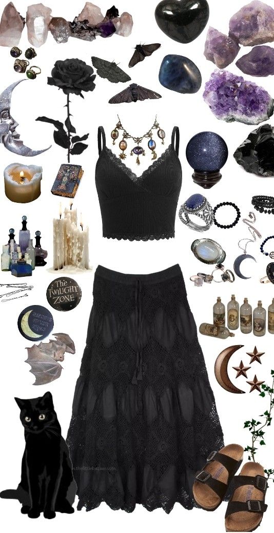 Witchy Beach Outfit, Hippy Goth Aesthetic, Whimsy Goth Aesthetic Outfits, Bohemian Goth Outfits, Boho Witchy Outfits, Summer Witchy Outfits, Gothic Hippie Outfits, Hippy Goth Outfits, Witchy Fashion Modern Witch