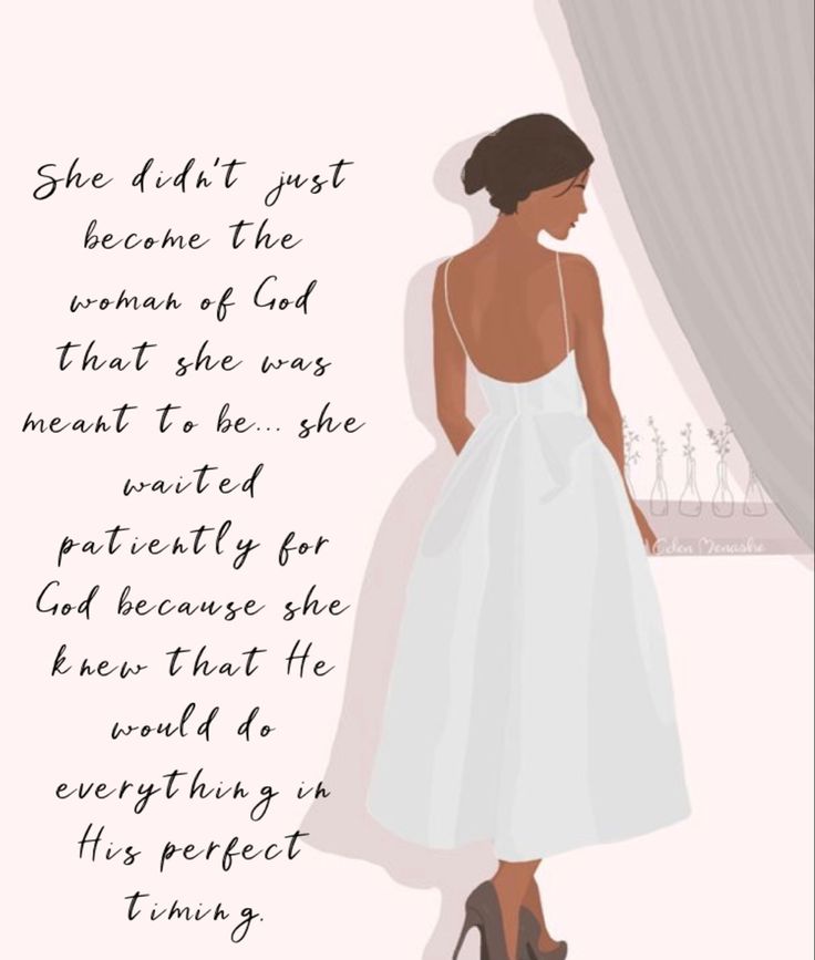 a woman in a white dress standing next to a window with the words she didn't just become the woman of god that she wants meant to be