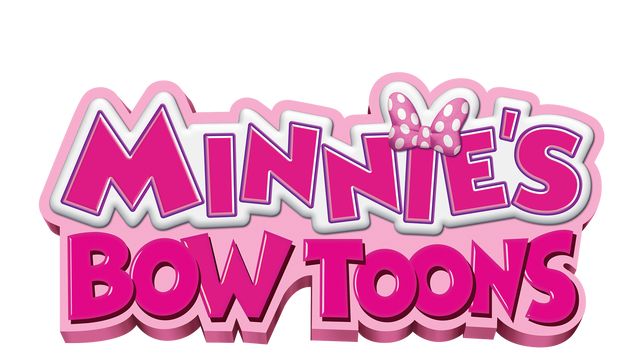 the logo for minnie's bow - toons, which is pink and white