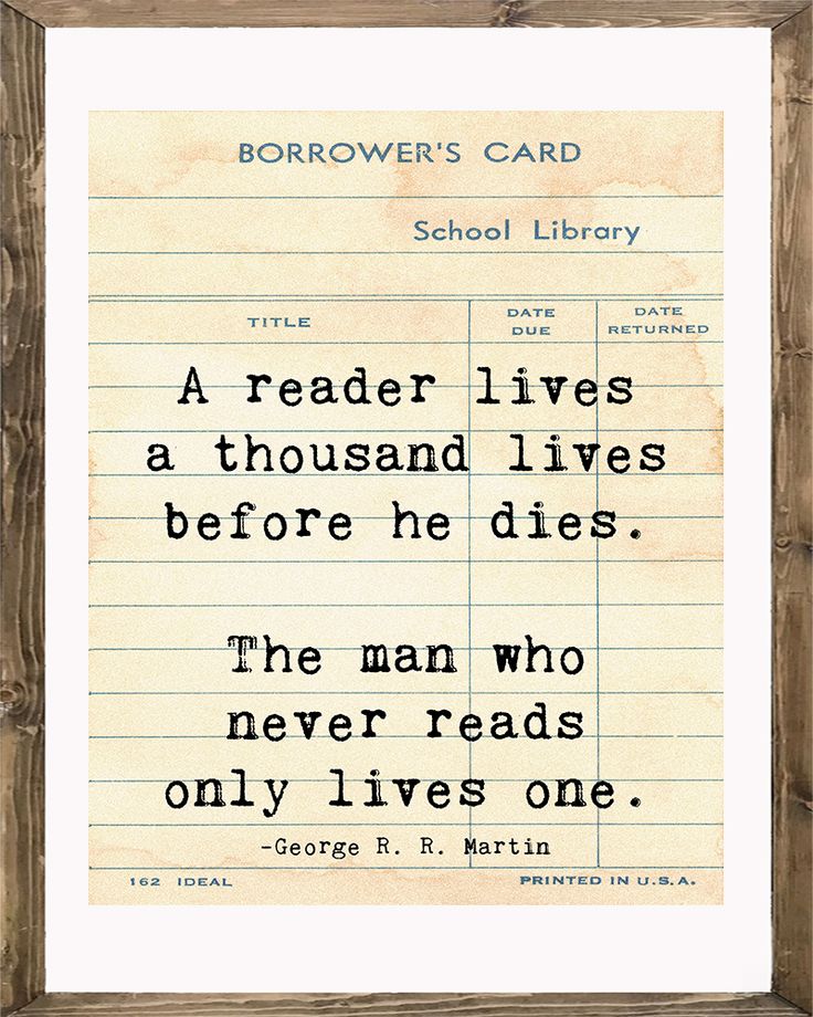 a piece of paper with a quote on it that reads, borrower's card school library