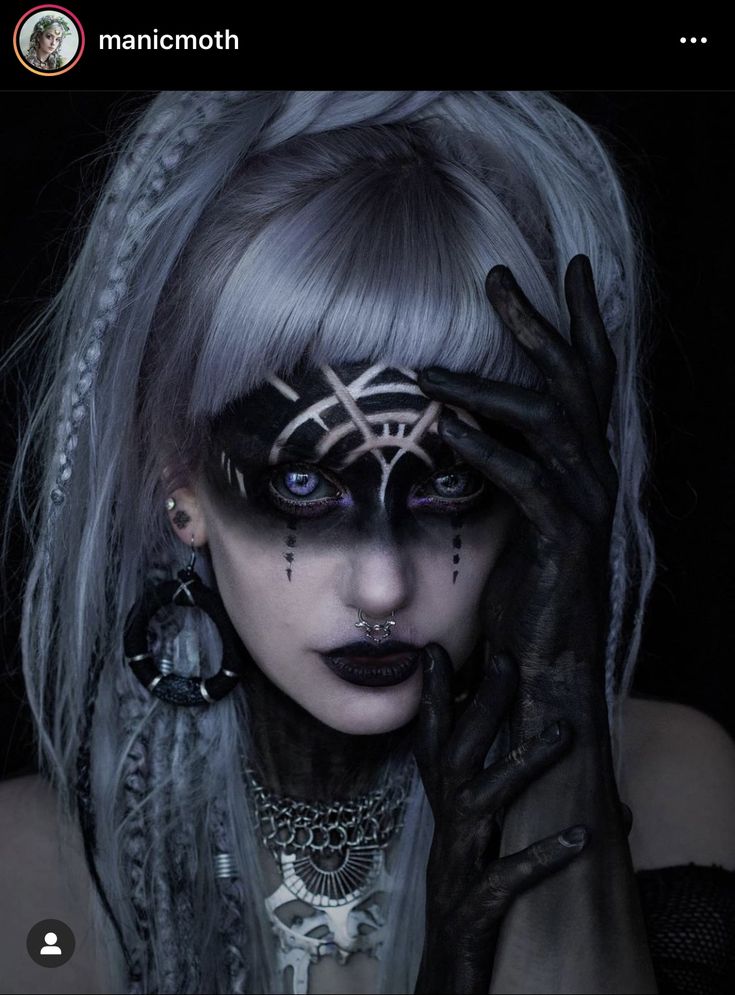 Pagan Makeup, Silver Lavender Hair, Warrior Makeup, Viking Makeup, Spooky Makeup, Goth Eye Makeup, Dark Makeup Looks, Movie Recommendations, Witch Makeup