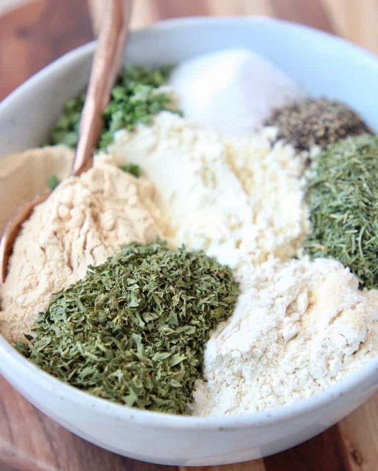 homemade ranch seasoning in a bowl with spoons