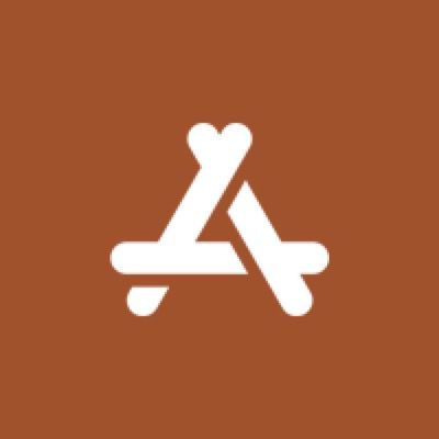 the letter a is made up of two white letters on an orange and brown background