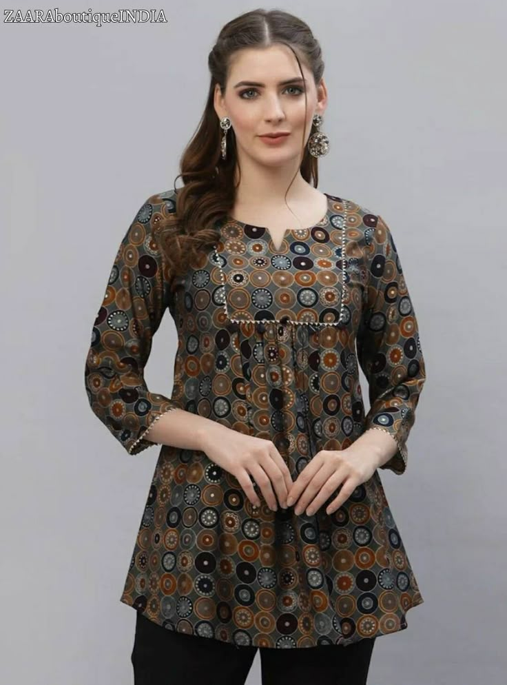 Tunic Designs For Women Indian, Short Tunics For Women, Tunic Designs For Women, Indian Tops For Women, Tunics For Women Indian, Indian Tunics For Women, Short Top Designs, Short Kurti Designs, Stylish Tunic Tops