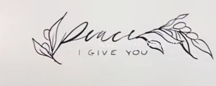 the word i give you written in cursive writing on a white background with leaves