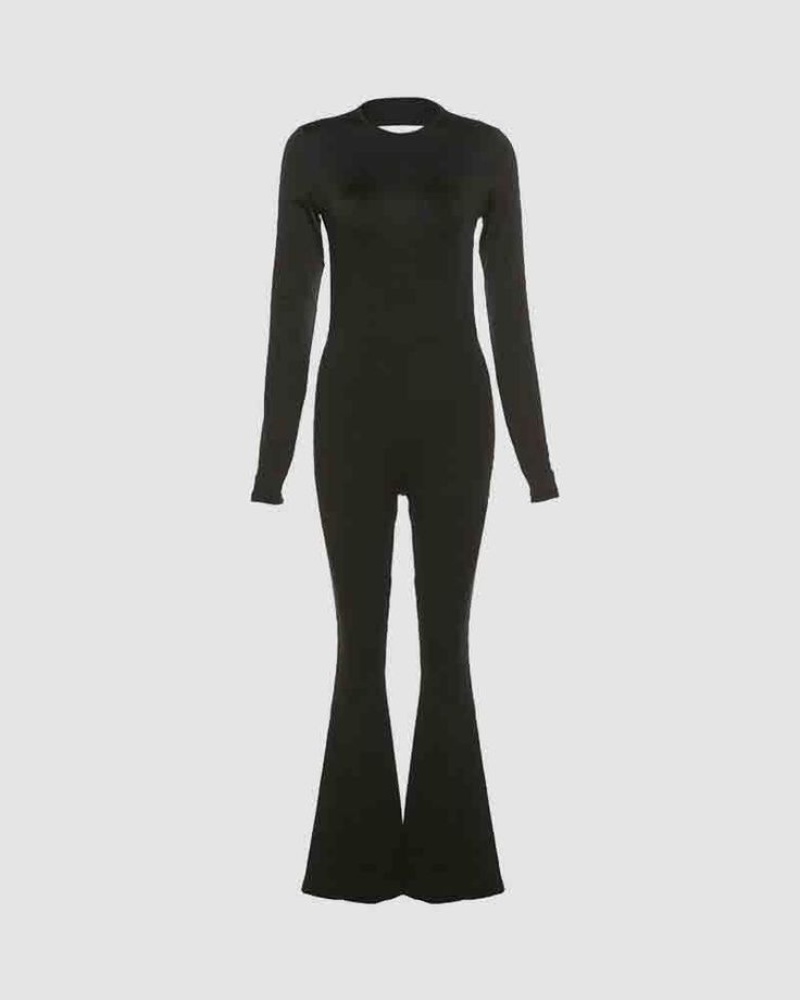 Details: Long-sleeve jumpsuit with backless designBottom Length: LongSleeve Length: Long SleevesMaterials:95% Polyester + 5% Spandex Black High Stretch Backless Jumpsuit, Black High Stretch Backless Jumpsuit/romper, Black Stretchy Backless Jumpsuit, Black Stretch Overall Jumpsuits, Black Long Sleeve Elastane Unitard, Long Sleeve Stretch Jumpsuits For Evening, Black High-neck High-stretch Jumpsuit, Black Long Sleeve Unitard, Black High Neck Jumpsuit With High Stretch