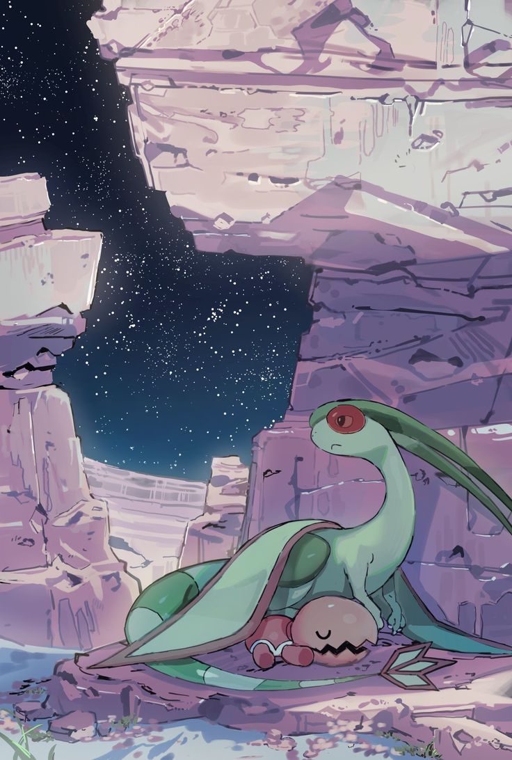 a green and white bird sitting on top of a pile of rocks under a sky filled with stars