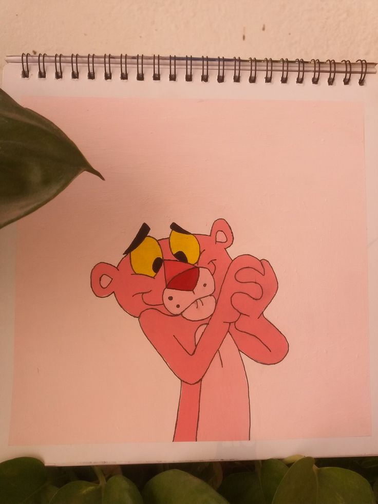 The pink panther Pink Panther Painting Canvas, Pink Panther Sketch, Pink Panther Drawing, Pink Panther Painting, Rose Traditional Tattoo, Drawing Ideas Disney, Disney Character Sketches, Disney Drawing Tutorial, Pink Panther Cartoon