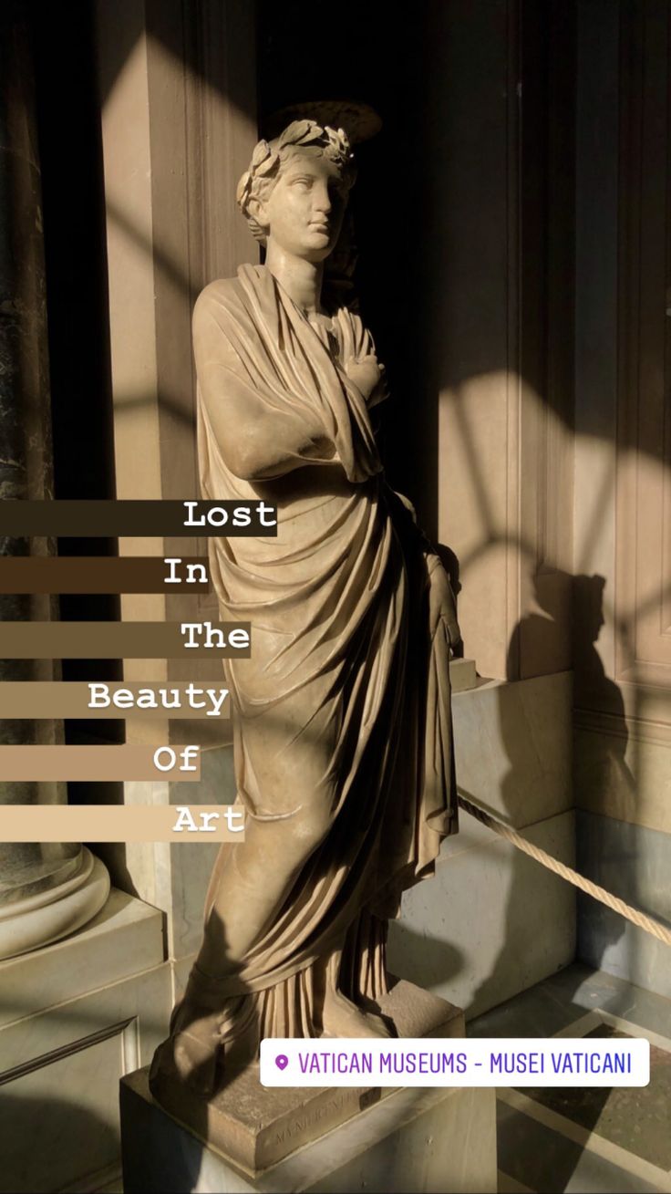 an image of a statue with the words lost in the beauty of art