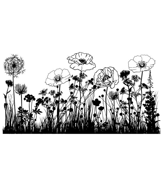 an ink drawing of flowers and grass on a white background with the words,'i love