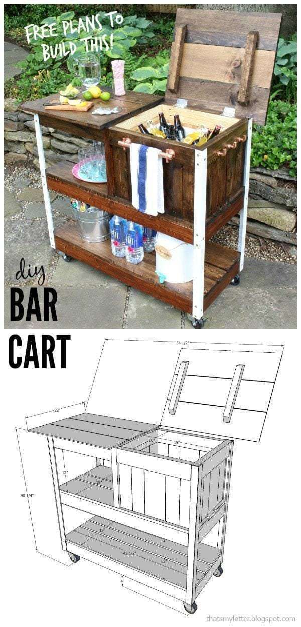 the plans for an outdoor bar cart